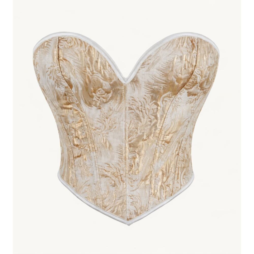 Gold Brocade Strapless Corset Bra